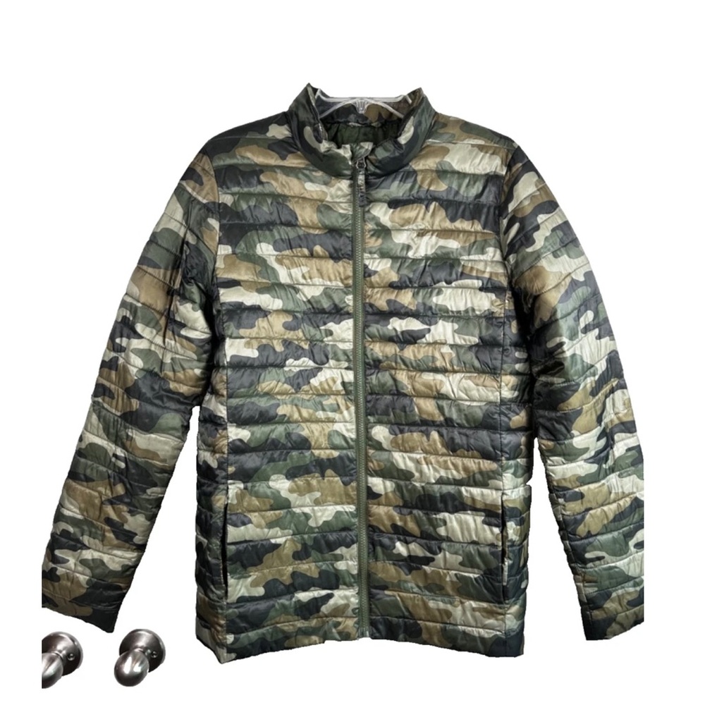 Boys Youth Camo Primaloft Puffer Jacket XL 18-20 Full Zip Mock Neck